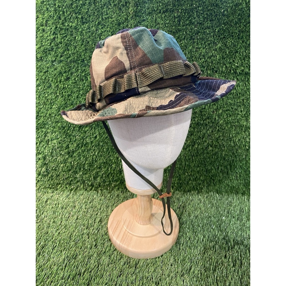 Camouflage Woodland Sun Hat Men Green Boonie Bucket Fishing Hunting Vented Small